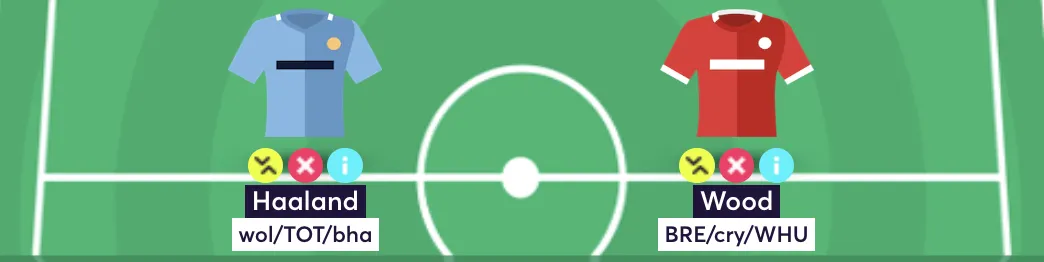 Haaland and Wood in FPL team draft