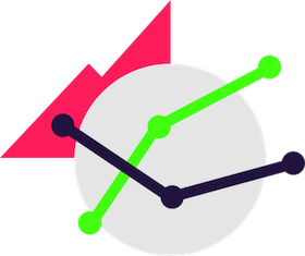 A chart icon representing performance analytics in Fantasy Premier League. The icon shows an upward and downward trend line in green and purple, indicating FPL player statistics and team performance.